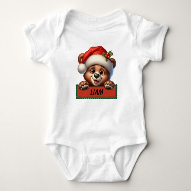 Anpassat namn Baby Bodykostym för julklapp T Shirt (Framsida)