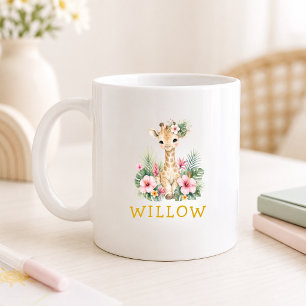 Anpassat Namn Baby Giraffe Safari Djungel Kaffemugg