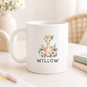 Anpassat Namn Baby Giraffe Safari Djungel Kaffemugg