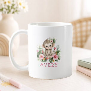 Anpassat Namn Baby Monkey Safari Jungle Kaffemugg