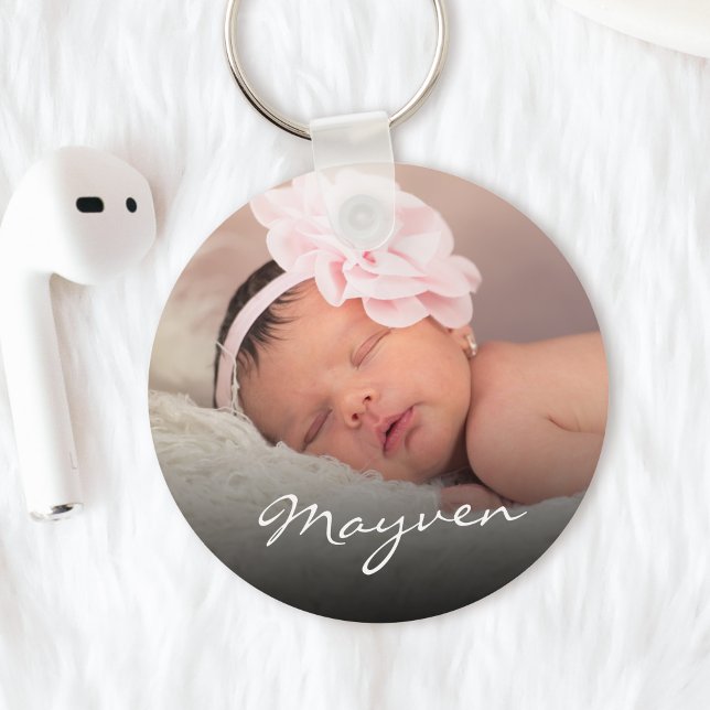 Anpassat namn Baby Photo Glamous-skript Nyckelring (Skapare uppladdad)
