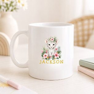 Anpassat Namn Baby Tiger Safari Djungel Kaffemugg