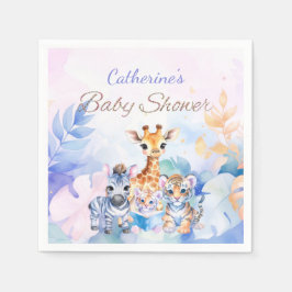 Anpassat namn Baby Zebra, Giraffe och Tiger Pappersservett