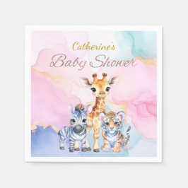 Anpassat namn Baby Zebra, Giraffe och Tiger Pappersservett