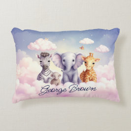 Anpassat namn Baby Zebra med alla sina vänner Prydnadskudde