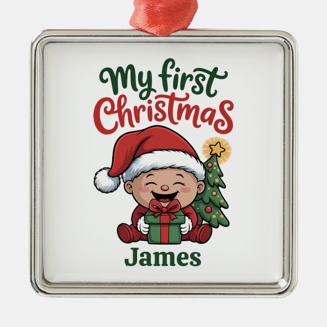 Anpassat Namn Baby's Första Jul Julgransprydnad Metall (Framsidan)
