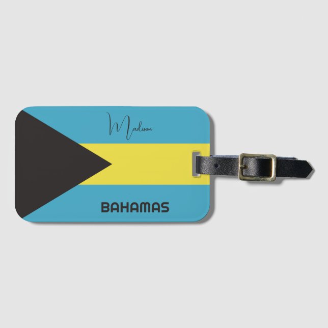 Anpassat namn Bahamas-Flagga Bagagebricka (Framsida horisontal)