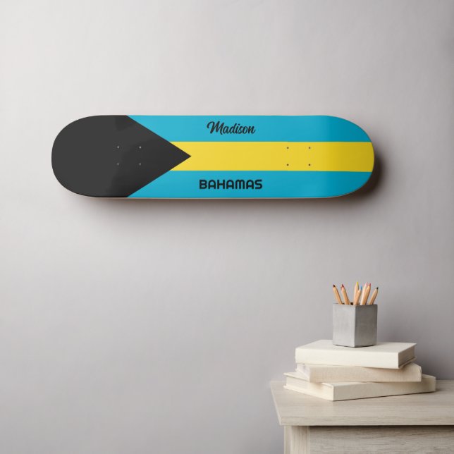 Anpassat namn Bahamas-Flagga Mini Skateboard Bräda 18,5 Cm (Väggkonst (Horz))