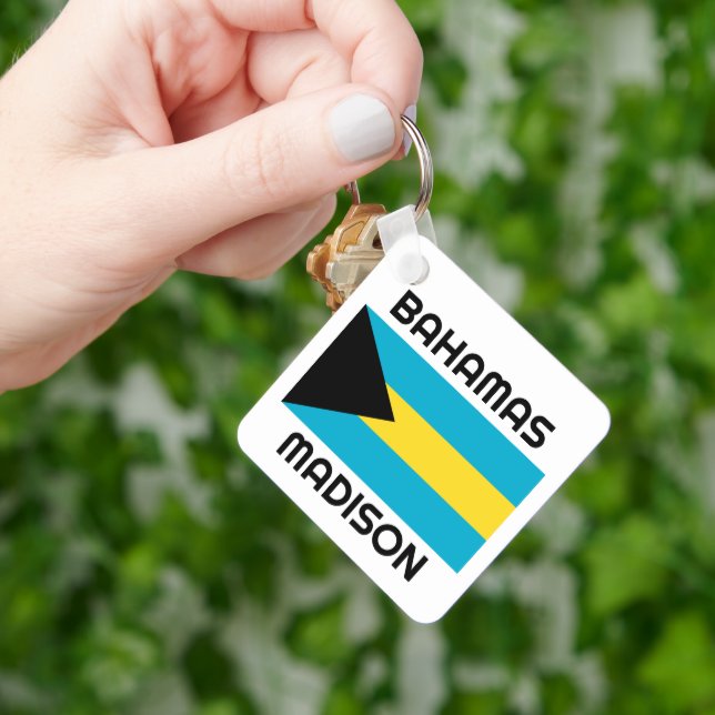 Anpassat namn Bahamas-Flagga Nyckelring (Hand)