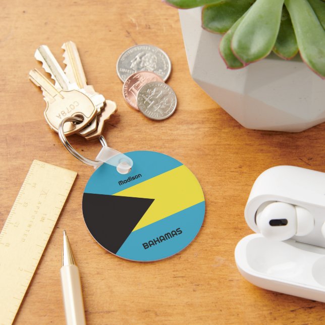 Anpassat namn Bahamas-Flagga Nyckelring (Skrivbord)