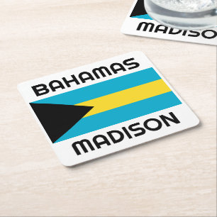 Anpassat namn Bahamas-Flagga Underlägg Papper Kvadrat
