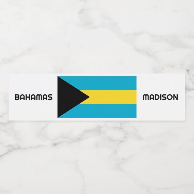 Anpassat namn Bahamas-Flagga Vattenflaskor Etikett (Singel etikett)