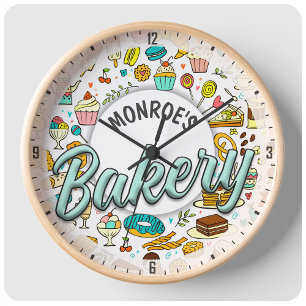 Anpassat namn Baker Bakery-bakverk Chef Bake Shop Stor Klocka
