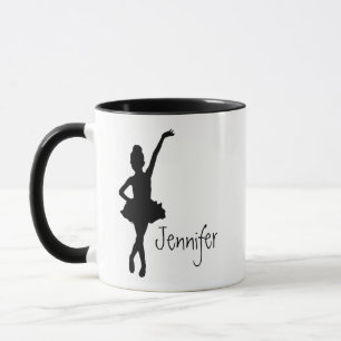 Anpassat namn Ballerina Ballet Dancer Silhouette Mugg