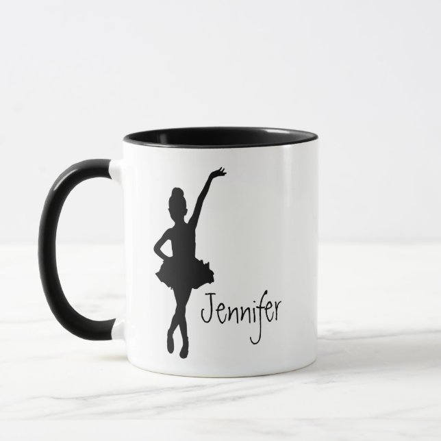 Anpassat namn Ballerina Ballet Dancer Silhouette Mugg (Vänster)