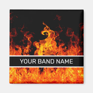 Anpassat namn Band Merch Flames Sten & Roll Music Magnet