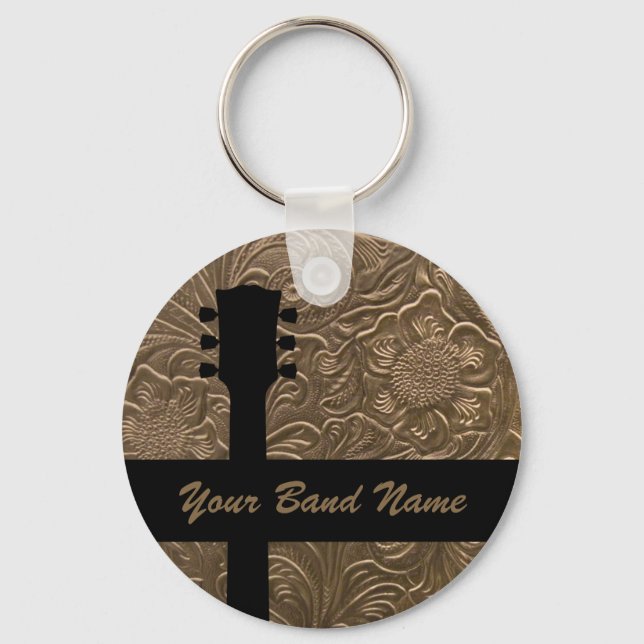Anpassat namn Band Merch Sten Guitar Land Music Nyckelring (Framsida)