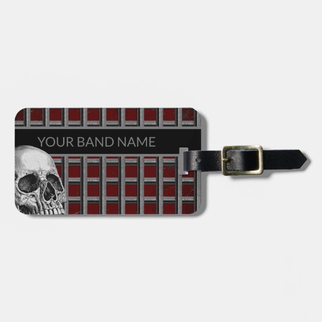 Anpassat namn Band Merch Sten & Roll Metall Skull Bagagebricka (Horisontell Framsida)