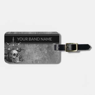 Anpassat namn Band Merch Sten & Roll Metall Skull Bagagebricka