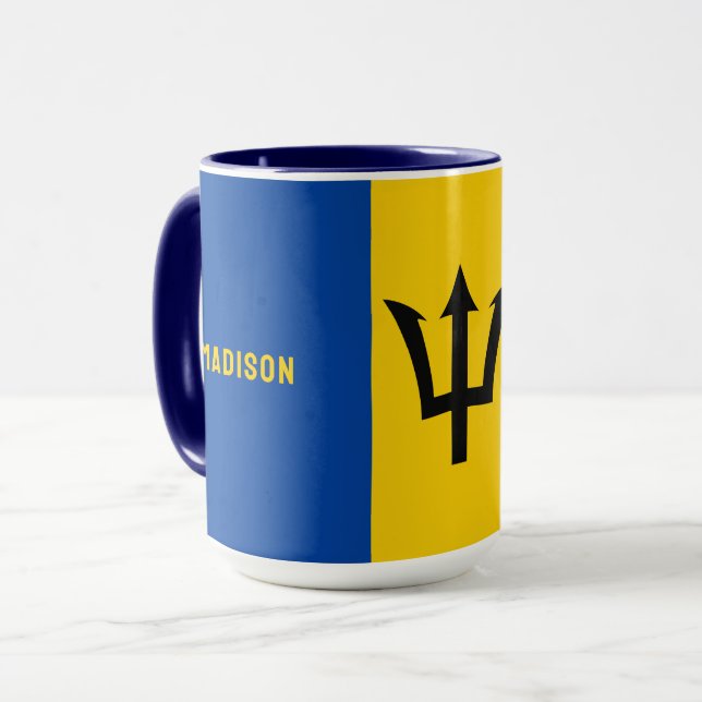 Anpassat namn Barbados-Flagga Mugg (Framsida vänster)