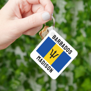 Anpassat namn Barbados-Flagga Nyckelring