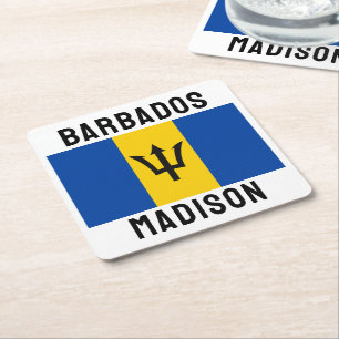 Anpassat namn Barbados-Flagga Underlägg Papper Kvadrat