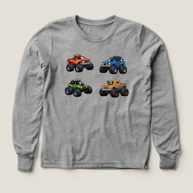 Anpassat Namn Barn Monster Truck T Shirt (Design framsida)
