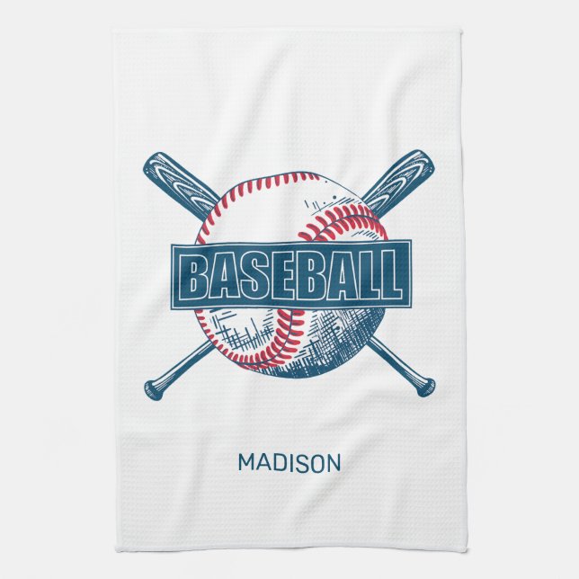 Anpassat namn Baseball Kökshandduk (Vertikal)