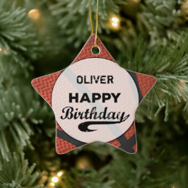 Anpassat namn Basketball Birthday Large Grunge Bol Julgransprydnad Keramik