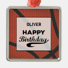 Anpassat namn Basketball Birthday Large Grunge Bol Julgransprydnad Metall