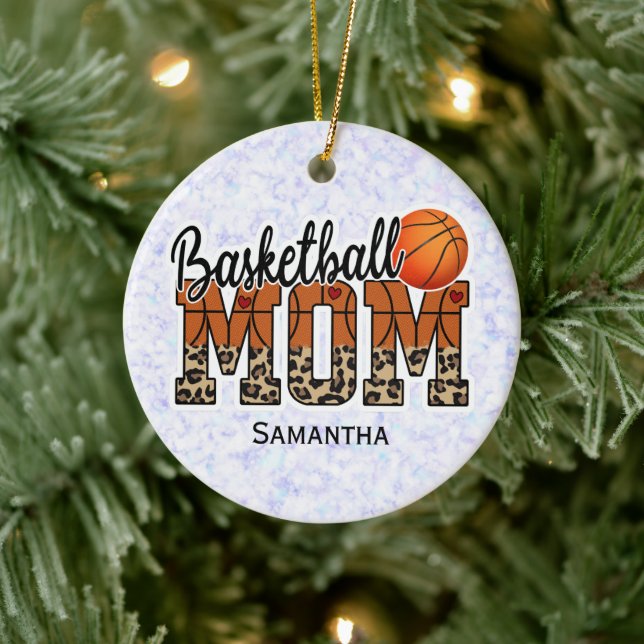 Anpassat namn Basketball Mamma | MORS DAG Julgransprydnad Keramik (Träd)