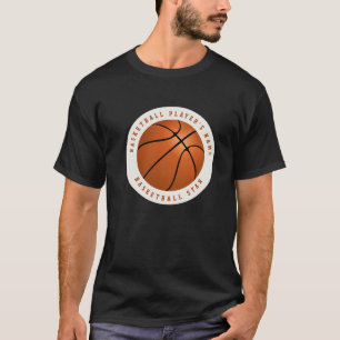Anpassat Namn Basketboll Svart och Vitt Orange T Shirt
