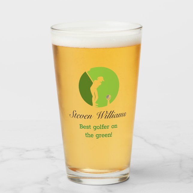 Anpassat namn Bäst Golfer Beer Glass Glaskopp (Framsida fylld)