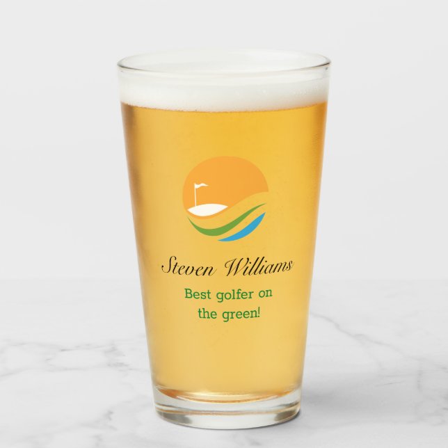 Anpassat namn Bäst Golfer Beer Glass Glaskopp (Framsida fylld)