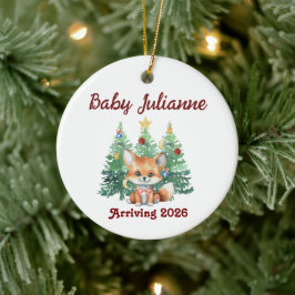 Anpassat Namn Bebis Annonsering Räv Jul Julgransprydnad Keramik