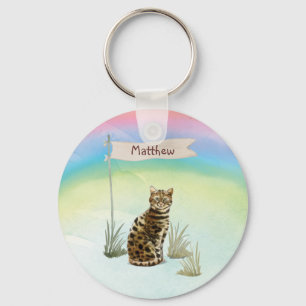 Anpassat namn Bengal Cat Pet Nyckelring