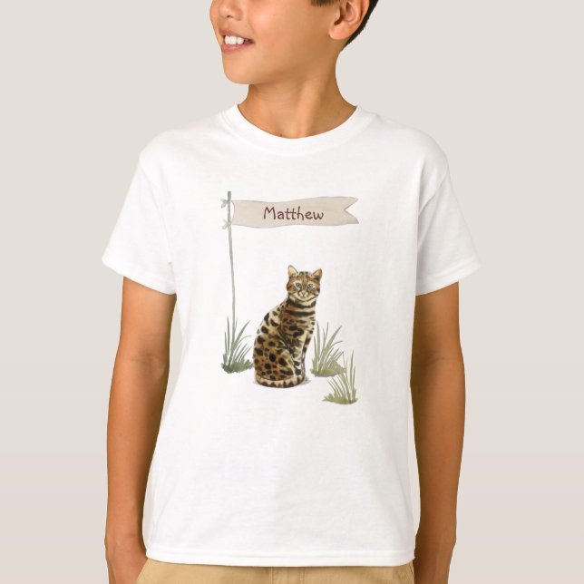 Anpassat namn Bengal Cat Pet T Shirt (Framsida)