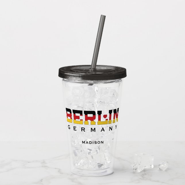 Anpassat namn Berlin Tyskland Take Away Mugg (Baksida Ice)