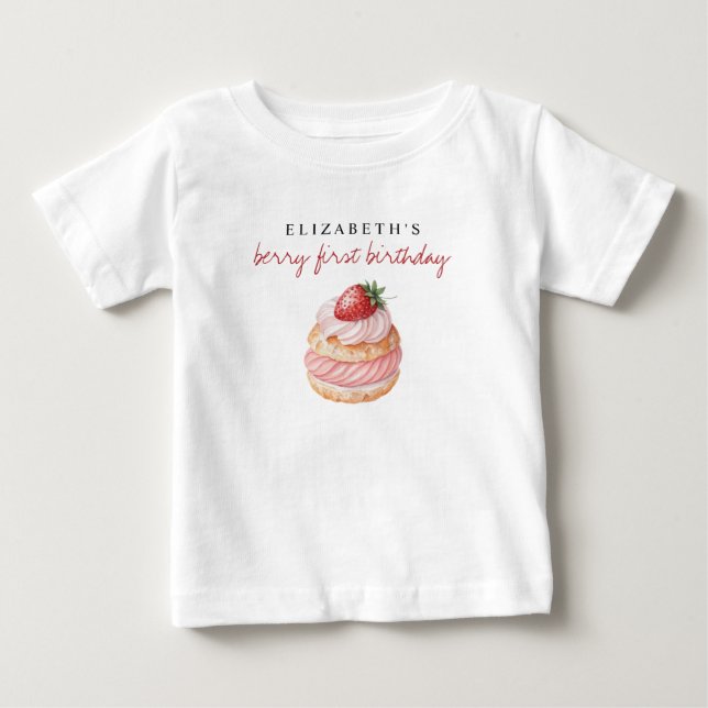 Anpassat Namn Berry Första Födelsedag T Shirt (Framsida)