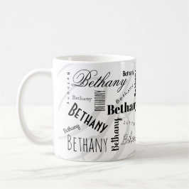 Anpassat namn Bethany Svart Vitt Kaffe Koppar