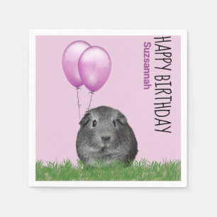 Anpassat namn Birthday Guinea Lila Balloations Gr Pappersservett