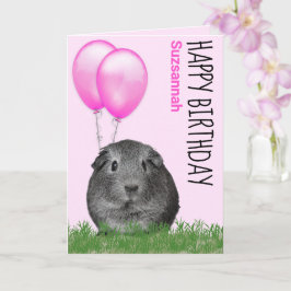 Anpassat namn Birthday Guinea Rosa Balloations  Gr Kort