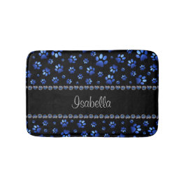 Anpassat namn, blå glitter hund tass badrumsmatta