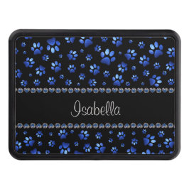 Anpassat namn, blå glitter hund tass dragkroksskydd