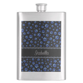 Anpassat namn, blå glitter hund tass fickplunta