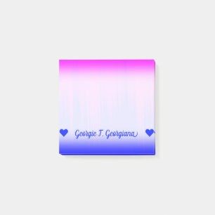 Anpassat namn. Blå och Magenta Streaks Mönster Post-it Block