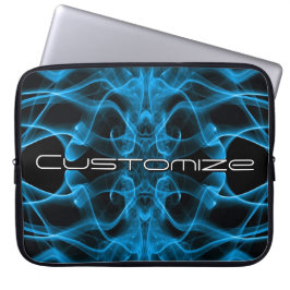 Anpassat Namn Blå Rök Symmetrisk Svart Laptop Fodral