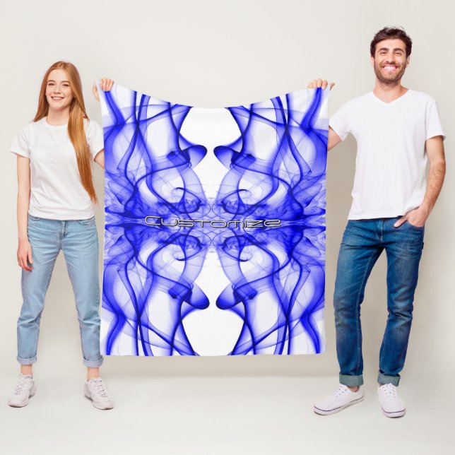 Anpassat Namn Blå Rök Symmetrisk Vit Fleecefilt (På plats)