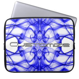 Anpassat namn Blå Rök Symmetrisk Vit Laptop Fodral