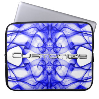 Anpassat namn Blå Rök Symmetrisk Vit Laptop Fodral